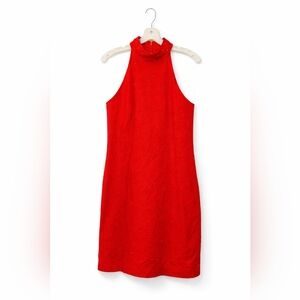 Kamisato Red Linen Embellished Halter Midi Dress Size 12